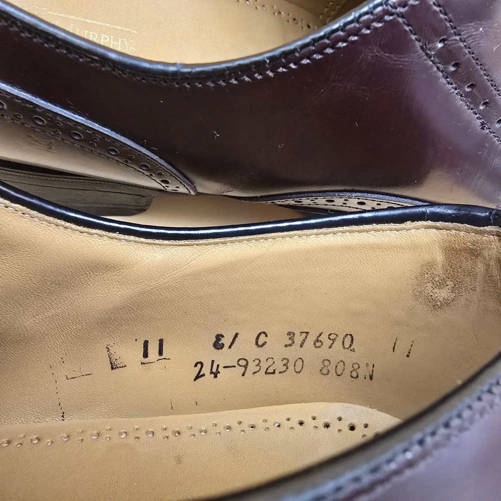 Johnston & Murphy Limited Burgundy Leather Wingtip Oxford Dress Shoes Mens 11 C